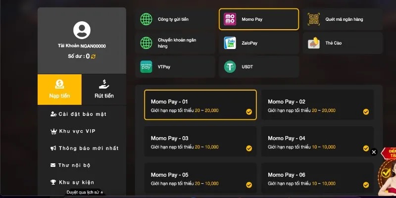 Hướng dẫn thao tác nạp tiền 56WIN an toàn cho tân thủ